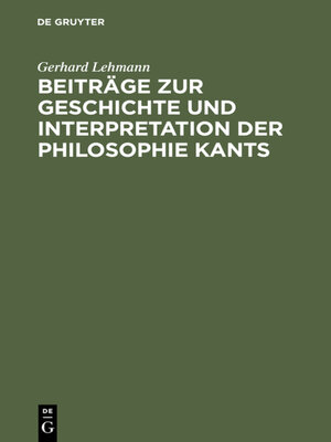 cover image of Beiträge zur Geschichte und Interpretation der Philosophie Kants